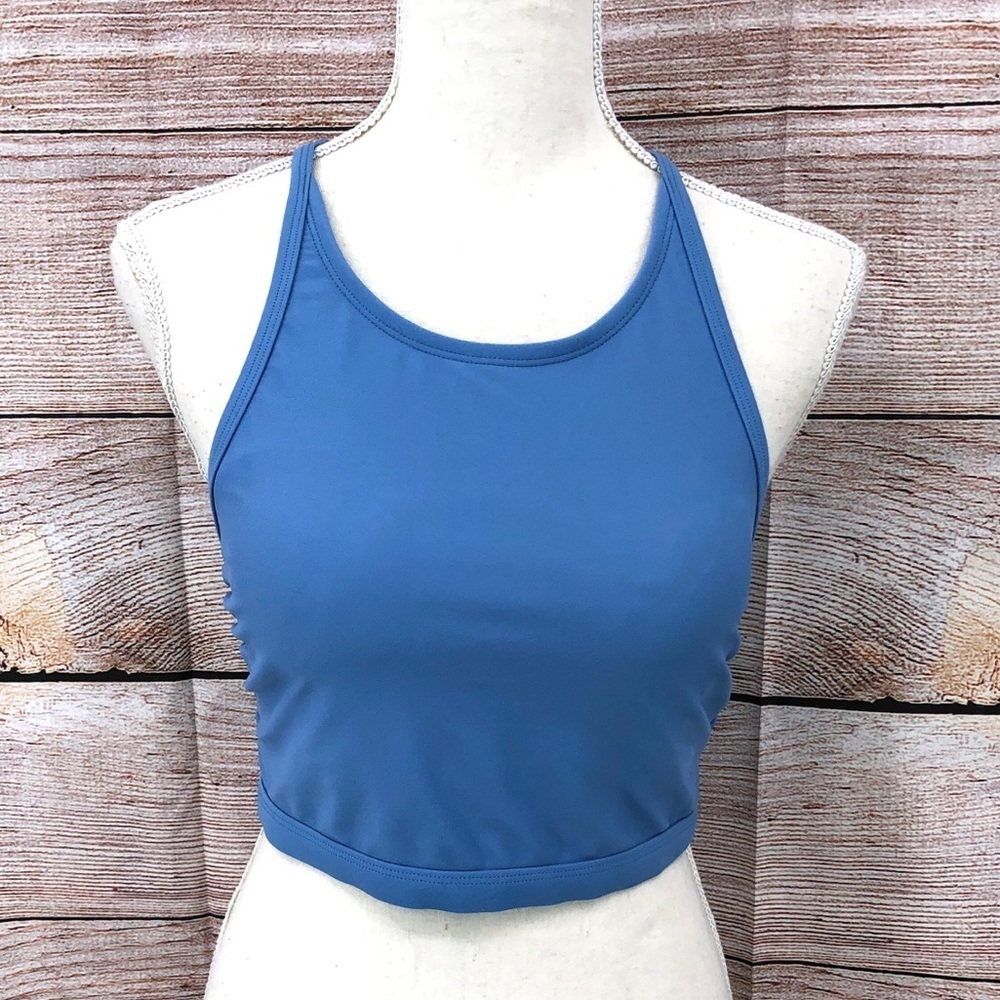ECO Beach Blue Round Neck Y Back Bikini Top Size M